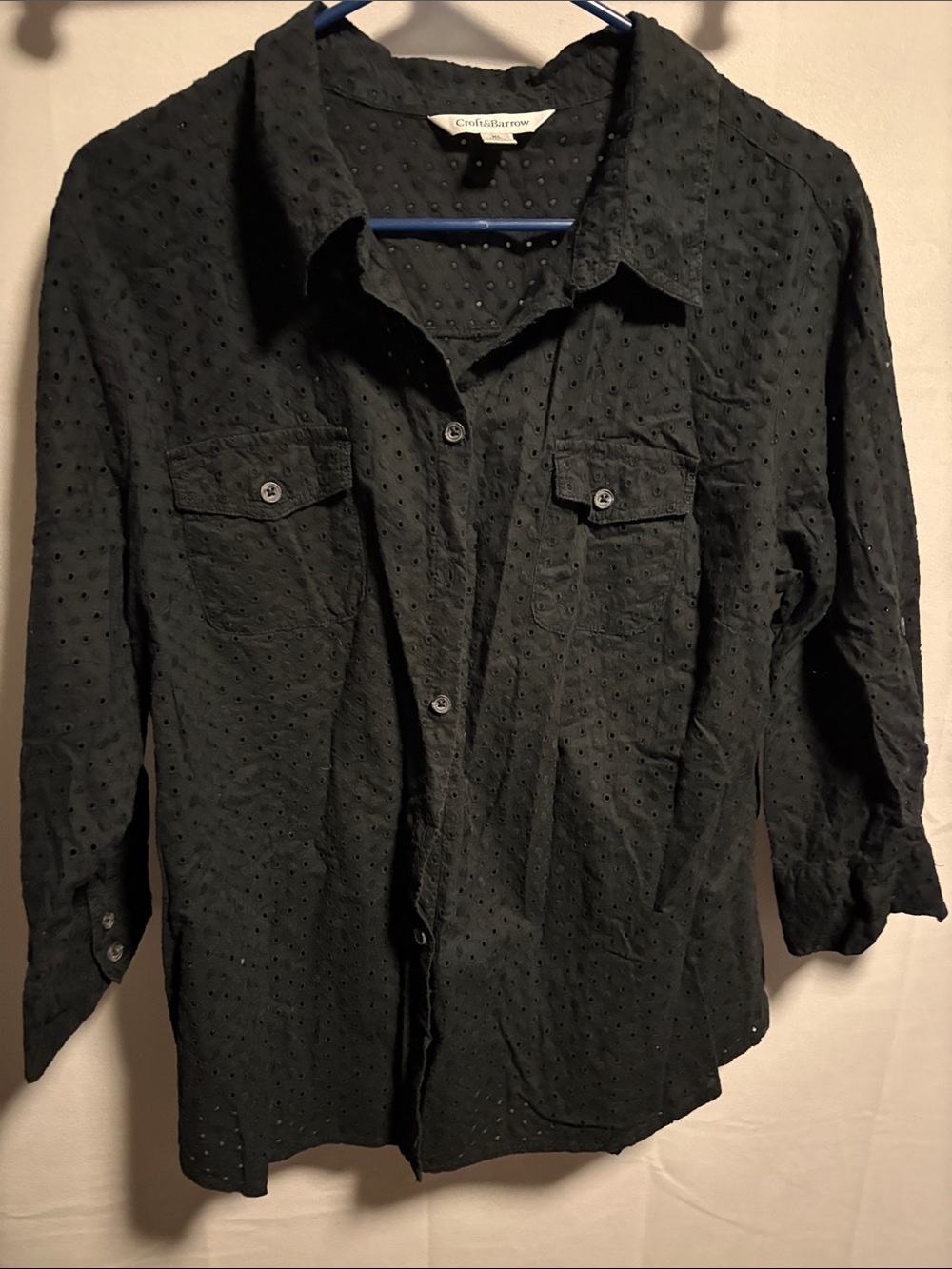 croft & barrow Black Dotted Lightweight Shirt Jacket